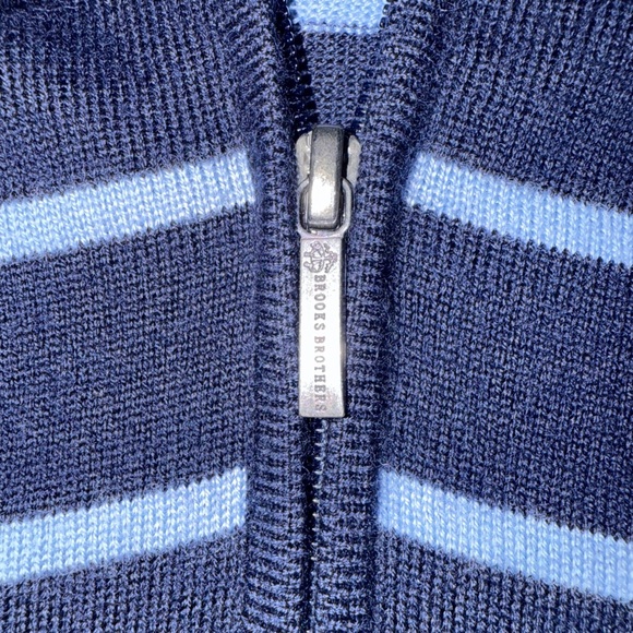 Brooks Brothers 1/4 Zip Men’s, Blue Striped 100% Merino Wool Sweater — Size-XXL - Picture 4 of 13